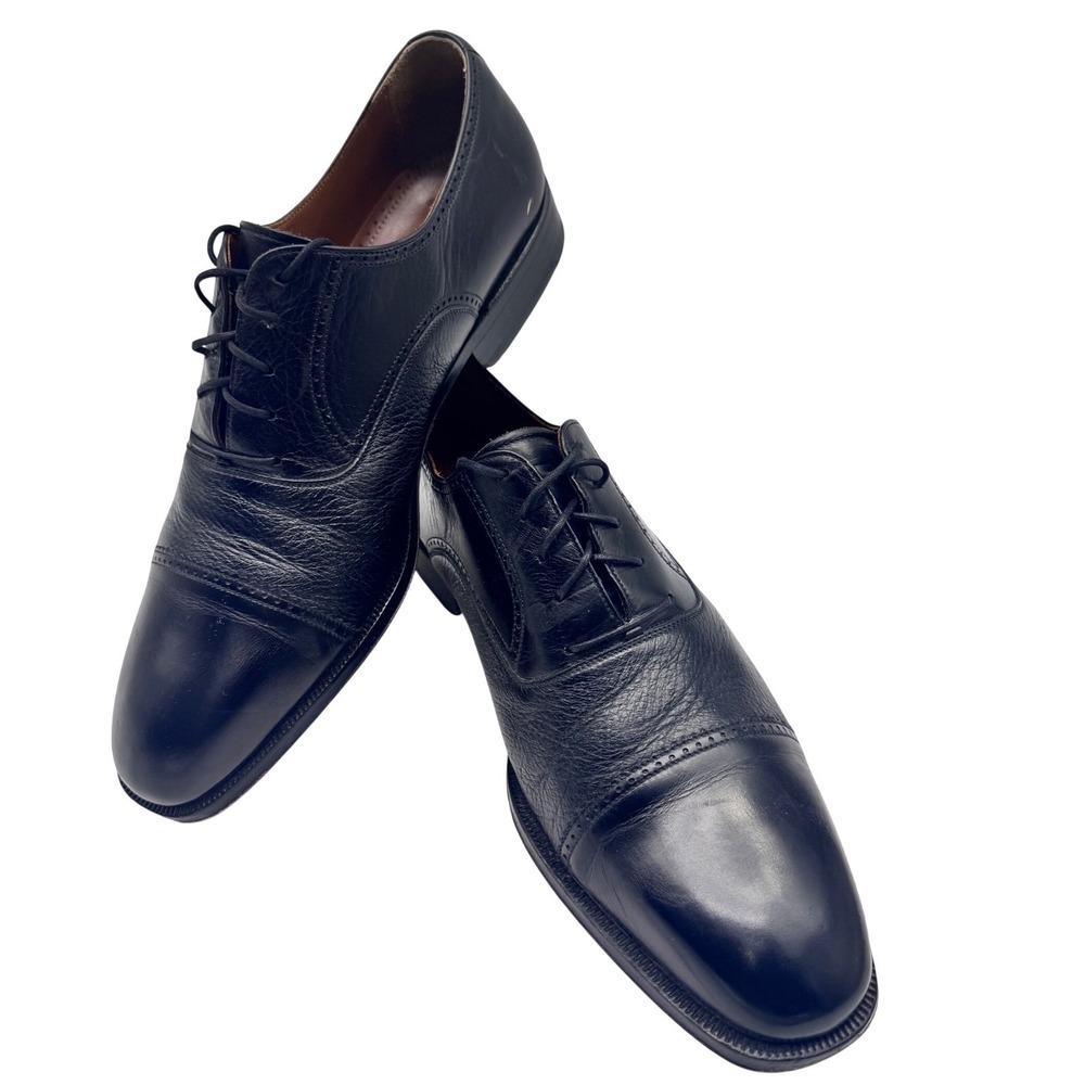 Magnanni Cap Toe Oxford Men 13 Black Leather Brogue 9249 Made in Spain